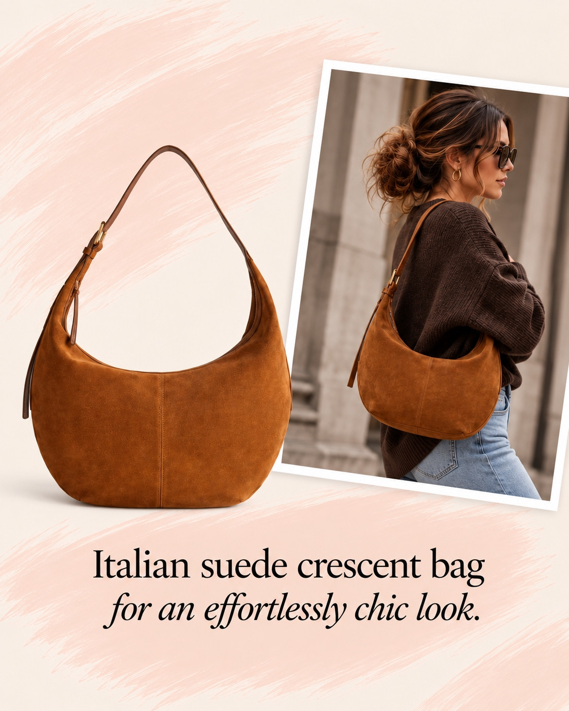 Italian suede crescent bag for an effortlessly chic look 

 #LTKootd