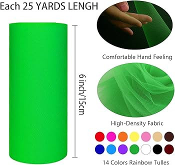 14 Colors Tulle Rolls 6” by 25 Yards (75 Feet) Rainbow Tulle Netting Fabric Spool for DIY Tutu ... | Amazon (US)