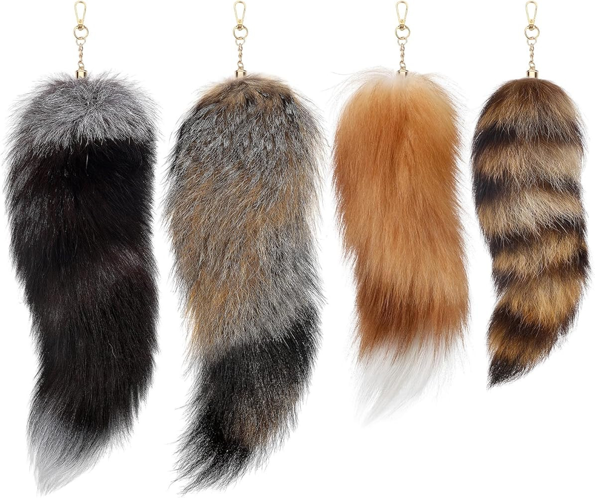 Fluffy Fur Fox Tail Keychain Wolf Therian Tail Keychain for Party Cosplay Costume Keyring for Wom... | Amazon (US)