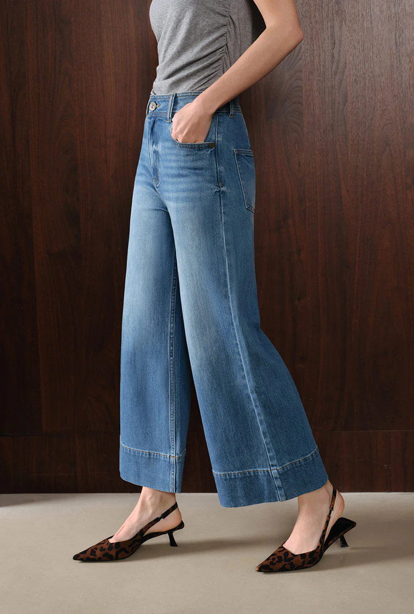Esme High-Rise Wide-Leg Cropped Jeans - Mist Blue | Petite Studio NYC