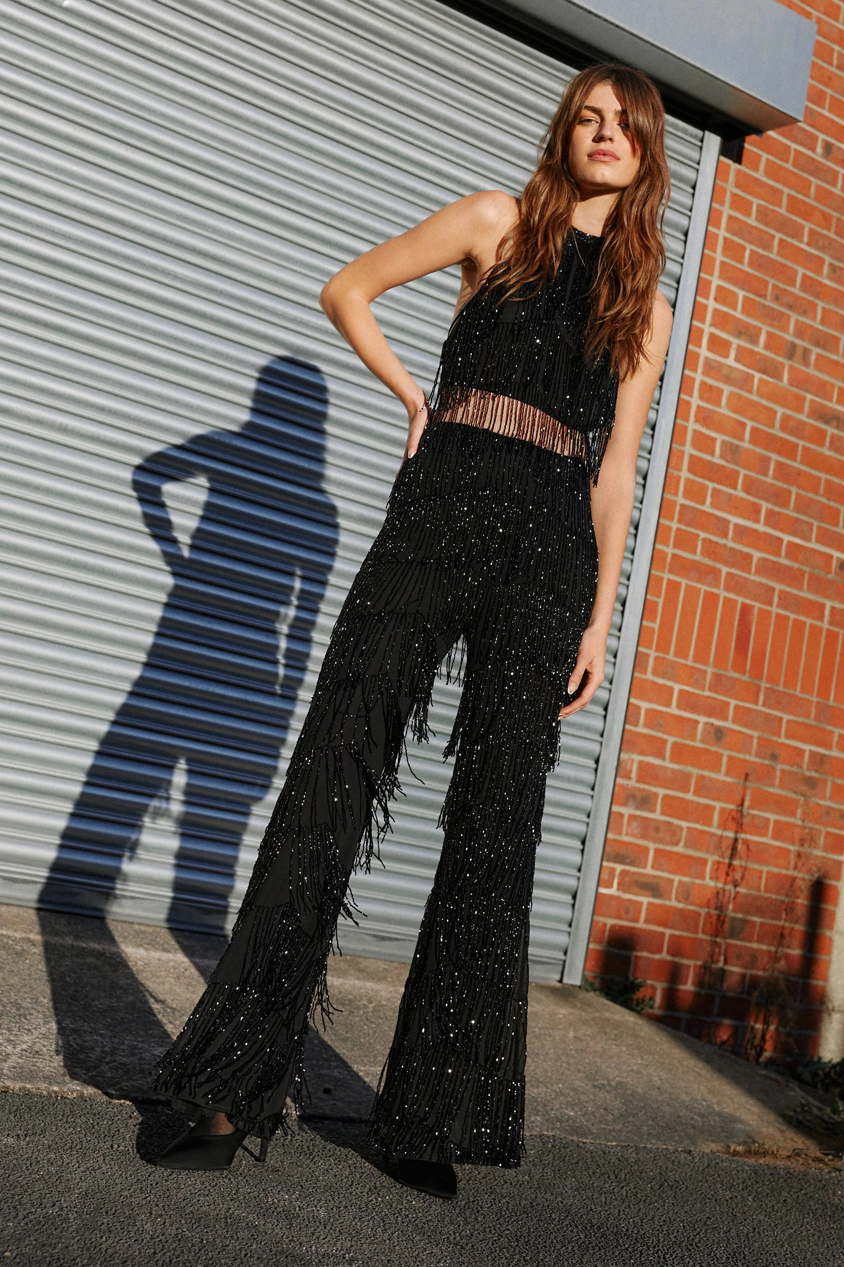 Tassel Beaded Relaxed Fit Trousers | Warehouse UK & IE