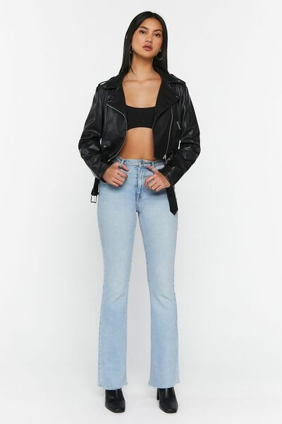 Faux Leather Cropped Moto Jacket | Forever 21 (US)
