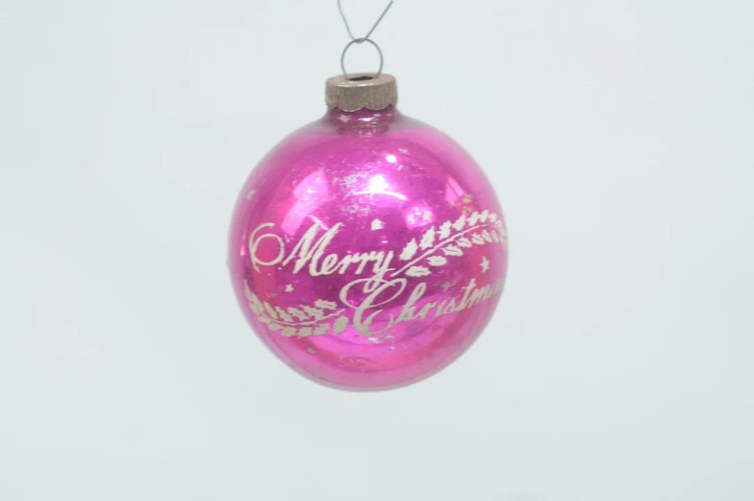 Vintage Large Christmas Ornament Glass Round Pink Shiny Brite - Etsy | Etsy (US)