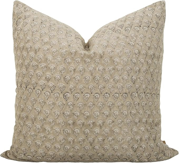 Handmade Block Print 100% Thick Cotton 20" x 20" Accent Throw Cushion Cover with Zipper - Pillowc... | Amazon (US)