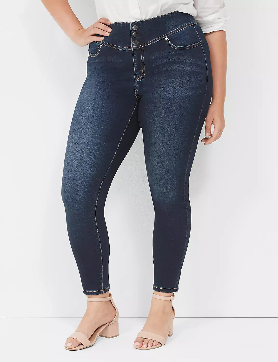 3-Button High-Rise Sateen Jegging | LaneBryant | Lane Bryant (US)