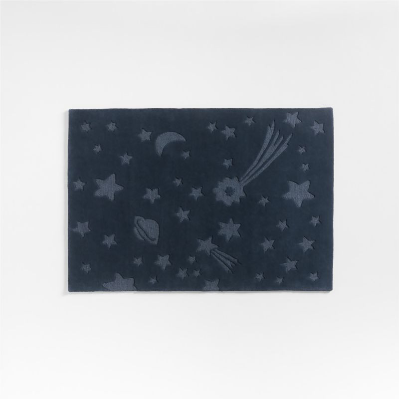 Cosmos Kids Hand-Tufted Wool Navy Blue Space Kids Rug 4x6 | Crate & Kids | Crate & Barrel