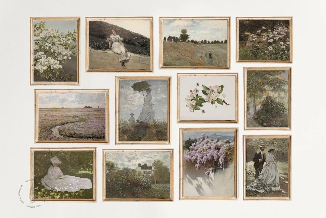 Vintage Spring Gallery Wall Set of 12, Rustic Printable Wall Art, Vintage Easter Prints, Vintage ... | Etsy (US)
