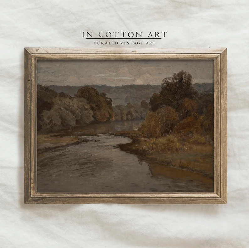 Moody Autumn Landscape Painting / Fall Rustic Farmhouse Decor / Warm Neutral Art PRINTABLE | P137 | Etsy (US)
