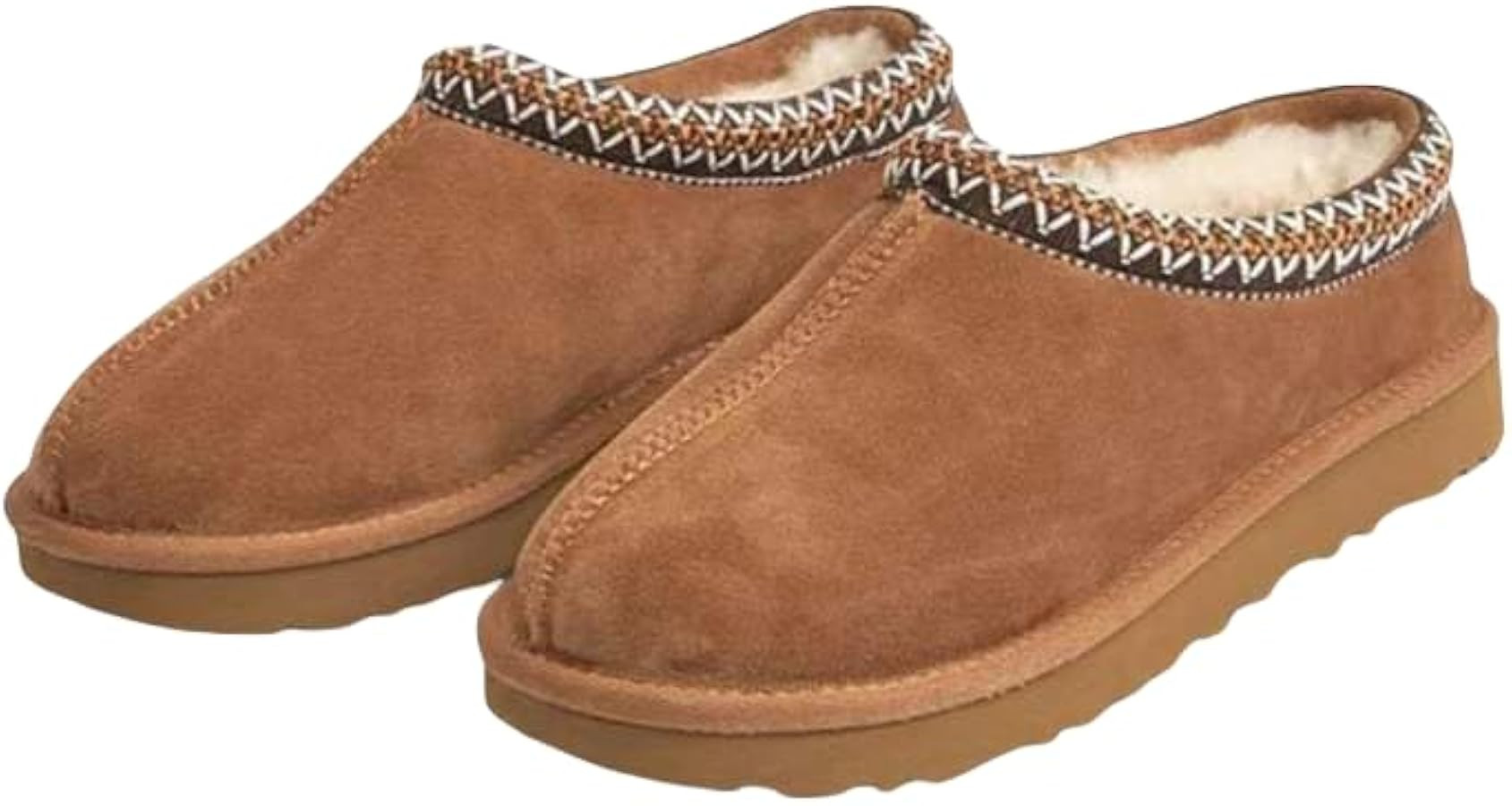 Women's Slipper Slip On For Women Suede Leather Indoor/Outdoor Comfy Fur Fleece Lined Short Mini ... | Amazon (US)