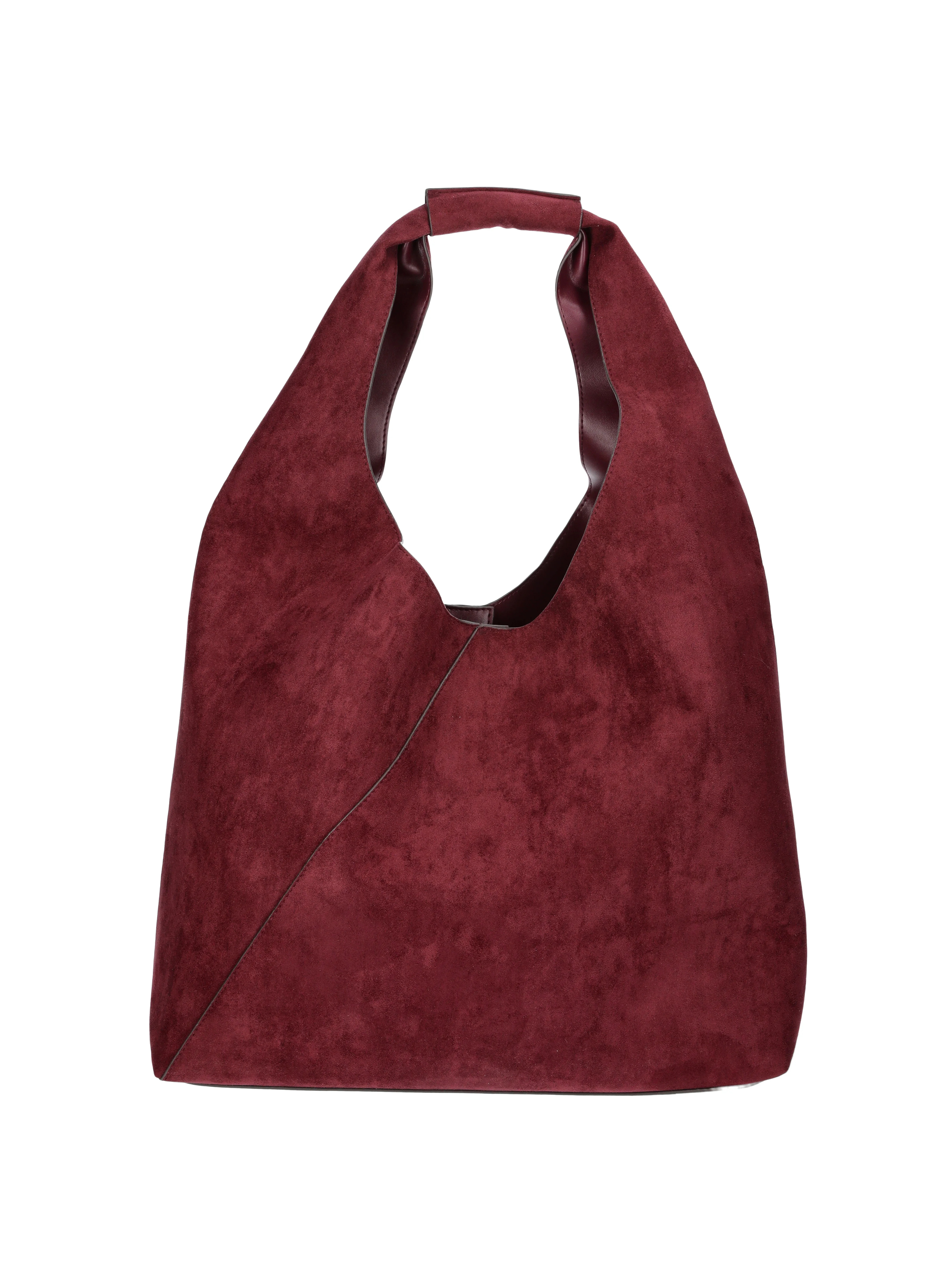 Time and Tru Women's June Soft Faux Suede Hobo Bag, Wine | Walmart (US)