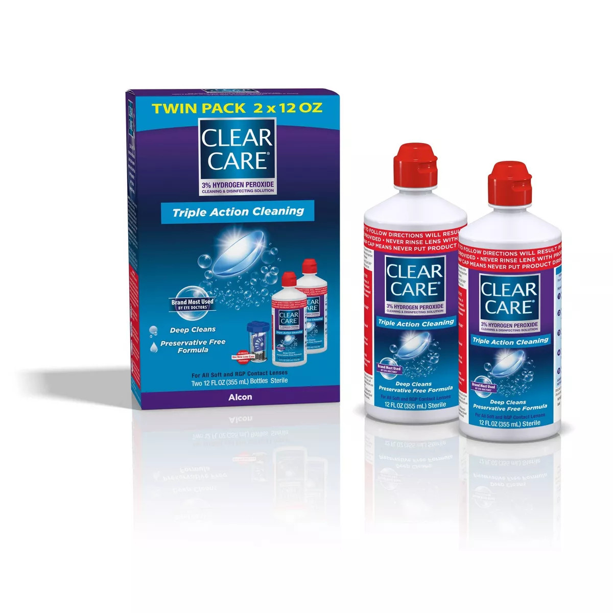 Clear Care Triple Action Cleaning and Disinfecting Solution - Twin Pack (24 fl oz) | Target