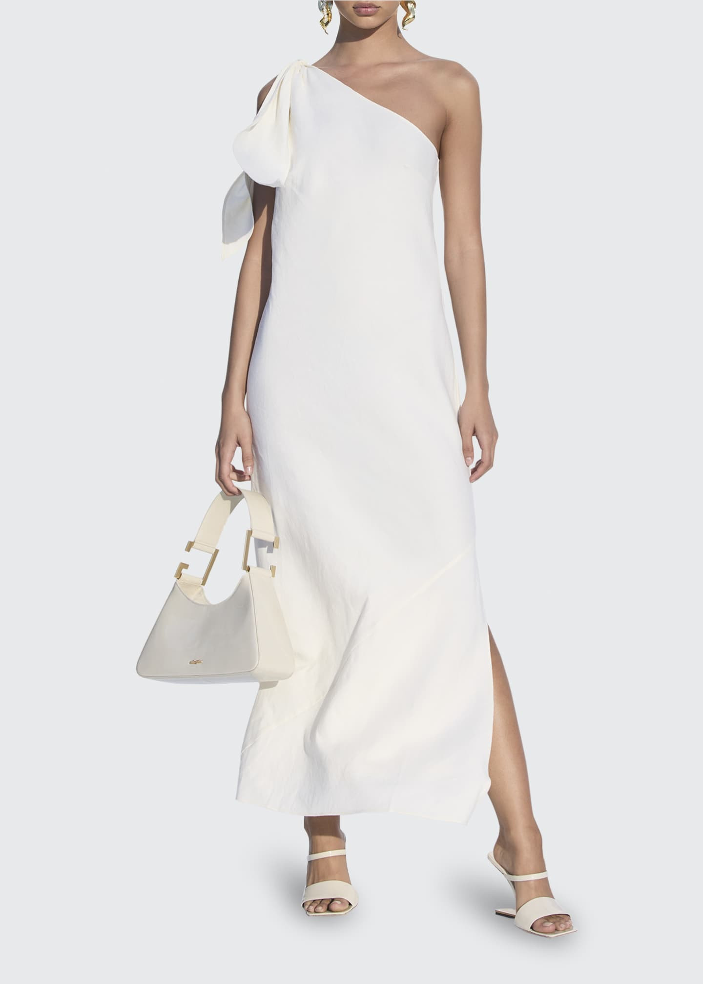 Kamila One-Shoulder Bow Midi Dress | Bergdorf Goodman