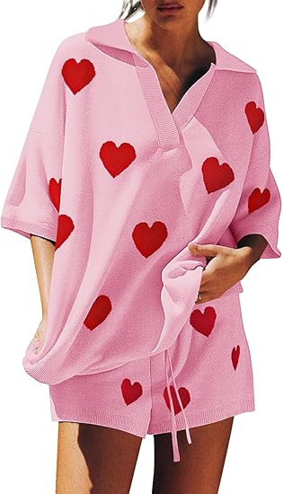 Tankaneo Womens Sweater Set 2 Piece Outfits Oversized 3/4 Sleeve V Neck Knit Tops High Waisted Sh... | Amazon (US)