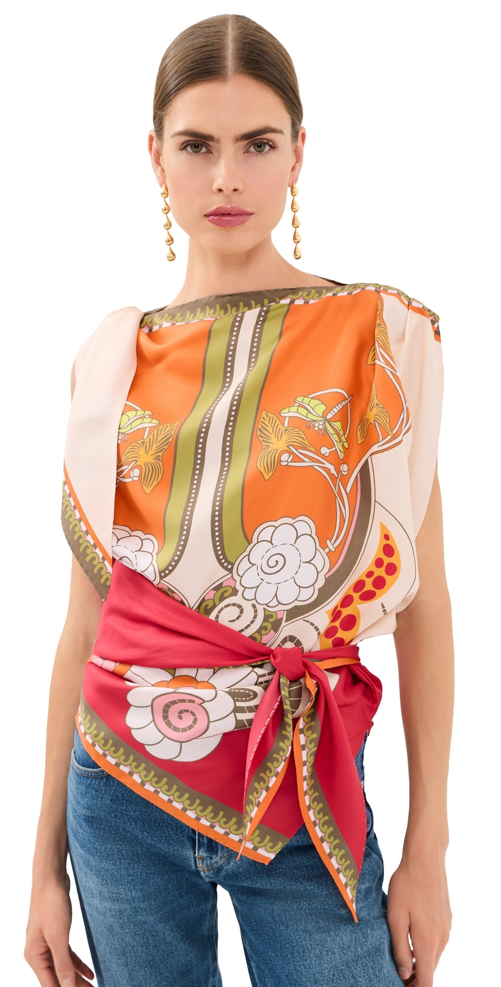 La DoubleJ Full-On Foulard Silk Scarf Top AMBROSIA PLACÉE One Size | Shopbop