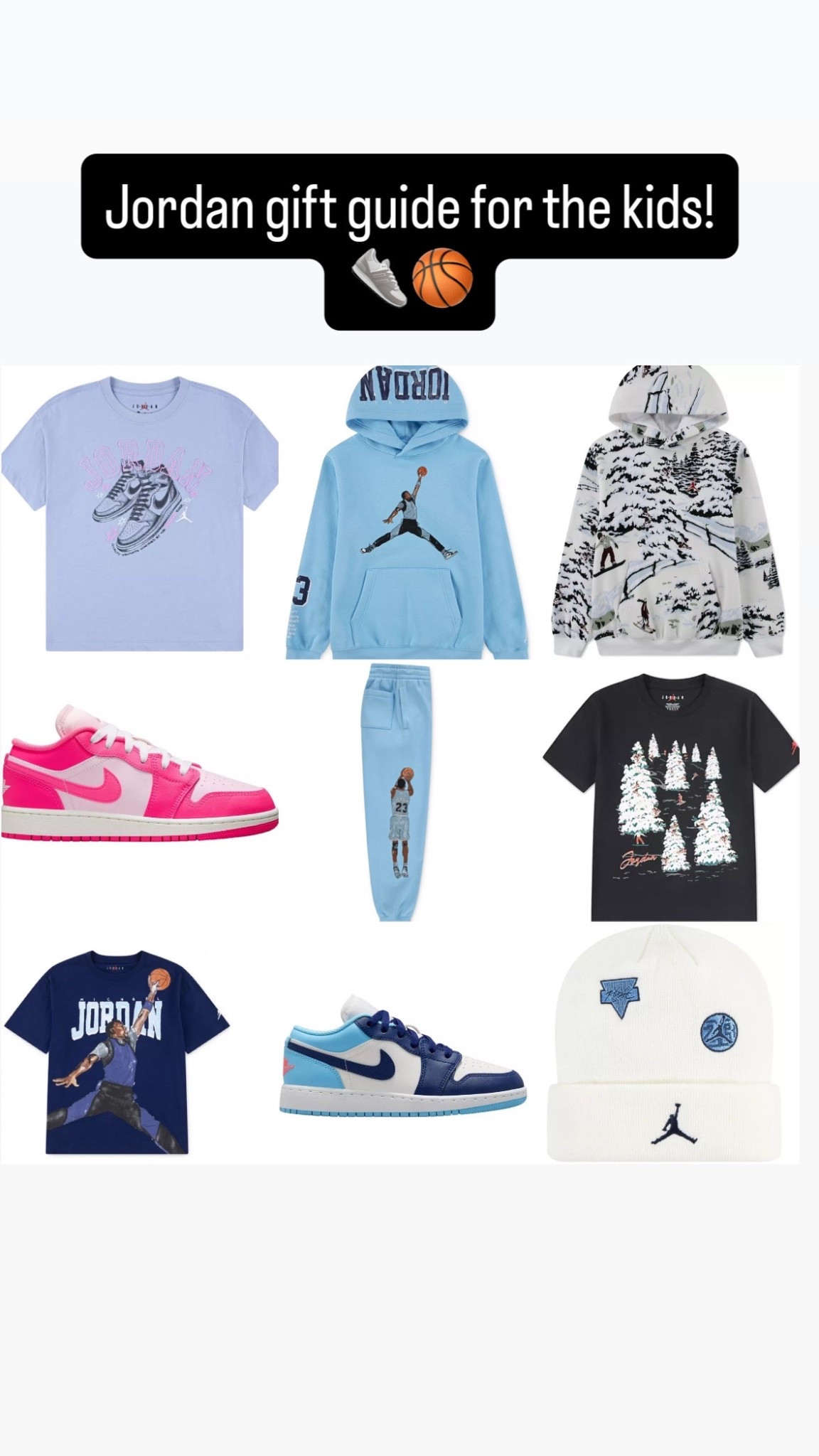 Holiday gift guide for the Jordan lover! Some of this Jordan gear is on major sale at DSG while some is full price. All would make such cute gifts that the kids would love! 

Nike 
Kids gift guide 
Sports gift guide 
Basketball 
Kids shoes 

#LTKGiftGuide #LTKKids #LTKSaleAlert