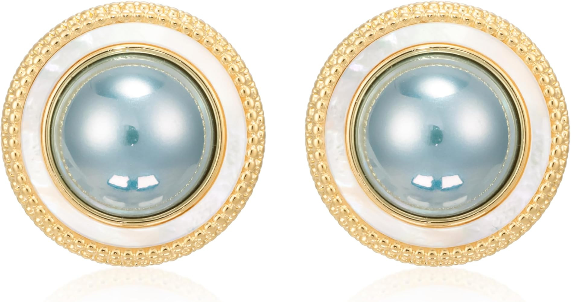 Amazon.com: Mierfyni Big Pearl Stud Earrings for Women Faux Gold Large Pearl Earrings Studs, Blue: Clothing, Shoes & Jewelry | Amazon (US)