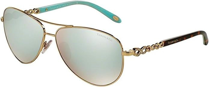 Tiffany TF3049B 6091/64 Gold TF3049B Aviator Sunglasses Lens Category 3 Lens Mi, Pale Gold, 58-12... | Amazon (US)