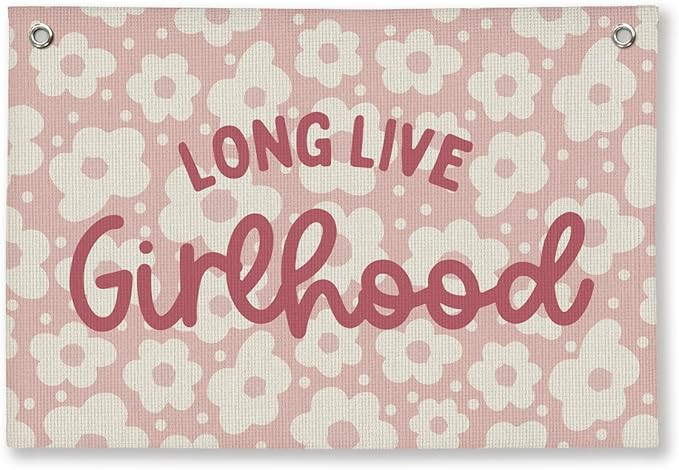 Girls Room Decor, Long Live Girlhood Hanging Flag Pink Banner for Nursery Playroom Wall Decor for... | Amazon (US)