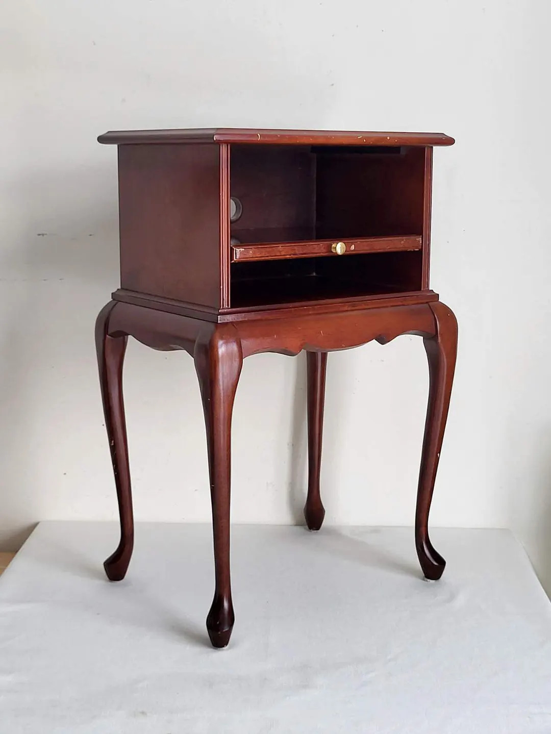 26" Vintage Bombay Company Side Table - Queen Anne Style Nightstand with Drawer & Media Hole | Etsy (US)