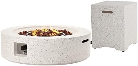 SUNBURY Outdoor Propane Fire Pit Table, 42 Inch 50000 BTU Round Spotted White Patio Gas Fire Tabl... | Amazon (US)