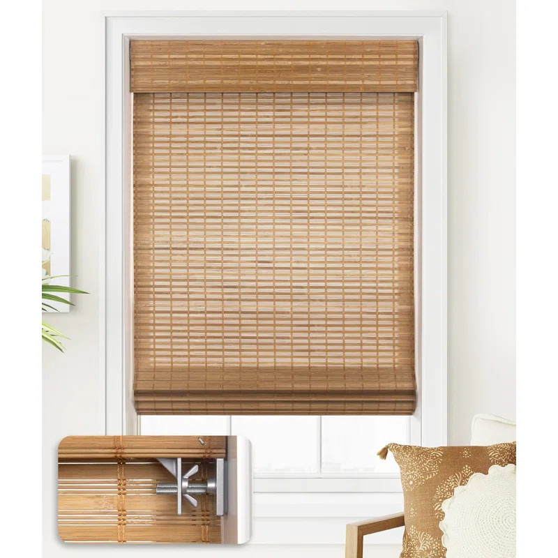 No Tools No Drill Cordless Bamboo Roman Shades Light Filtering | Wayfair North America