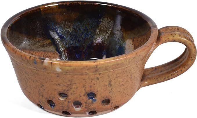 Larrabee Ceramics Berry Colander with Handle, Brown/Multi | Amazon (US)