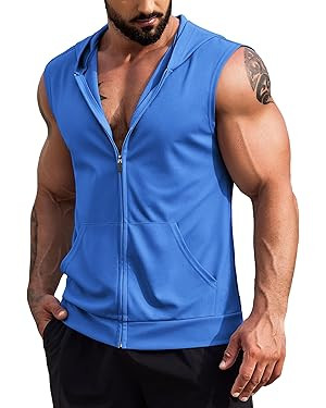 COOFANDY Men's Workout Hooded Tank Tops 2 Pack Zip Up Sleeveless Gym Shirts Muscle Cut Off T Shir... | Amazon (US)