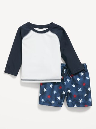 Unisex Raglan-Sleeve Rashguard Swim Top & Trunks for Baby | Old Navy (US)