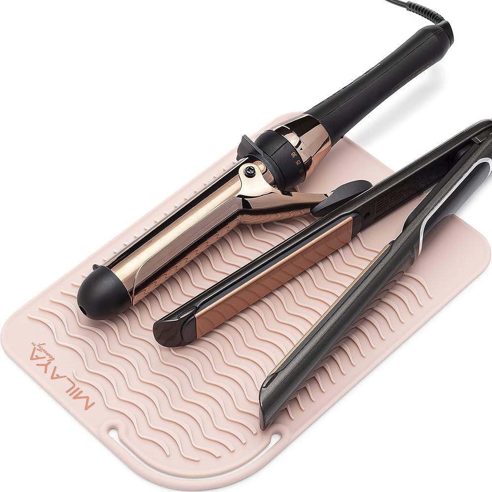 Heat Resistant Mat - Curling Iron Holder - Straightener pad - Flat Iron Holder - Silicone Mat for... | Amazon (US)