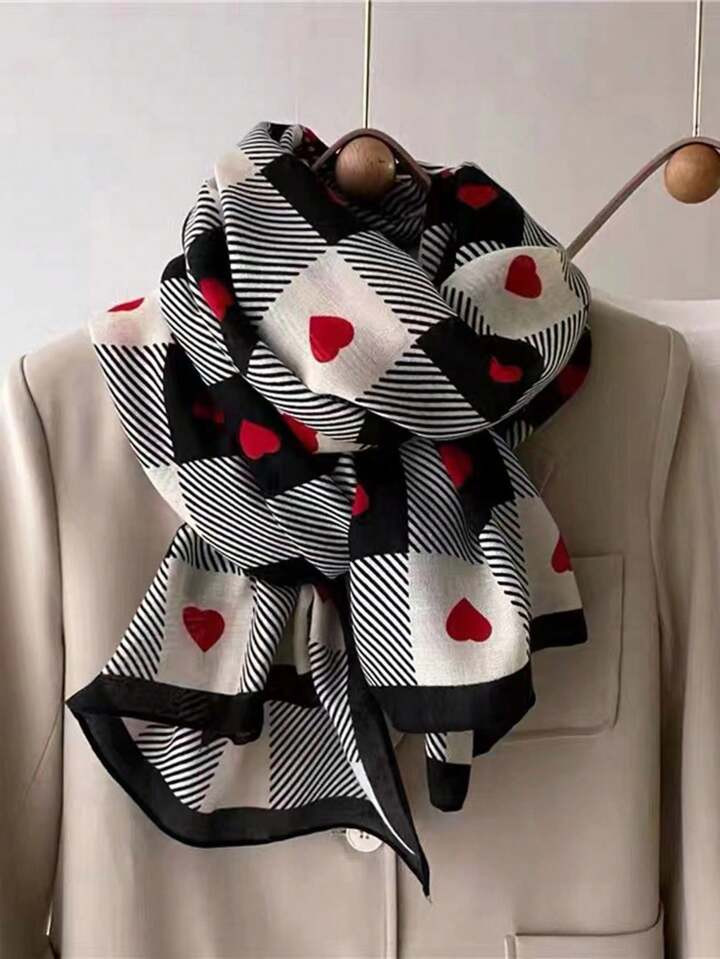 1pc Autumn Winter Warm Heart Shaped Scarf, Fashionable Shawl For Women | SHEIN