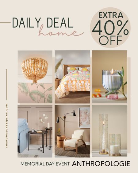 Shop Anthropologie Memorial Day Sale! EXTRA 40% OFF select Home! 

Follow my shop @thehouseofsequins on the @shop.LTK app to shop this post and get my exclusive app-only content!

#liketkit 
@shop.ltk
https://liketk.it/4GF1l