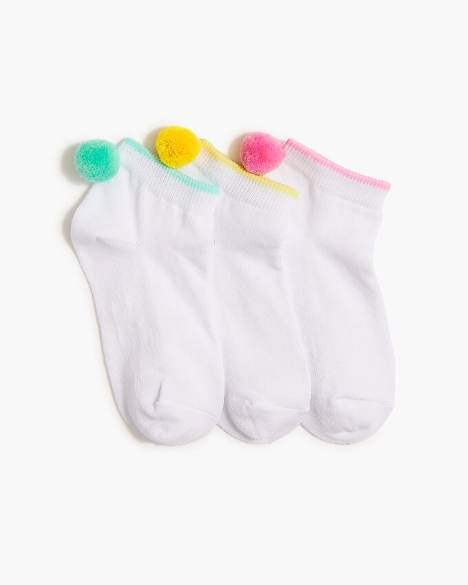Girls' pom-pom socks three-pack | J.Crew Factory