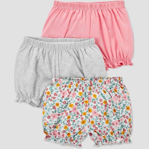 Baby Girls' 3pk Bloomer Pull-On Shorts - Just One You® made by carter's Pink/Gray | Target