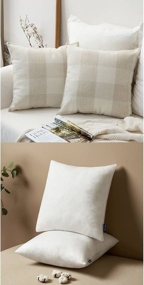 MIULEE Farmhouse Buffalo Check Plaids Polyester Linen Throw Pillow Covers with Pillow Inserts 18x... | Amazon (US)