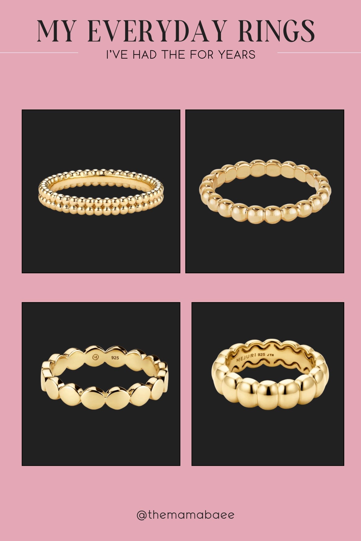 My everyday rings I’ve been wearing for years… I don’t take them off and they’ve never tarnished 🫶🏻

#LTKgiftguide #LTKholiday #LTKcanada