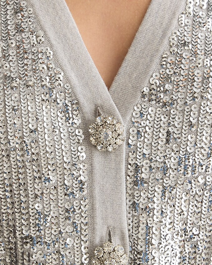 Merino wool V-neck sweater-vest in silver sequin | J. Crew US