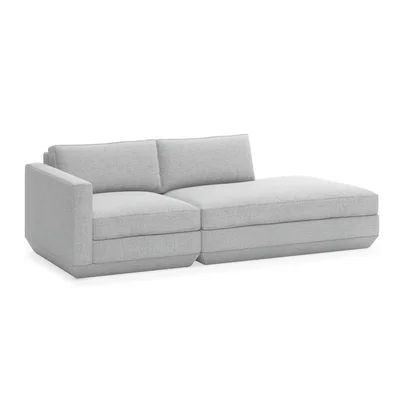 Podium 36" Left Hand Facing Modular Sofa & Chaise Gus* Modern Fabric: Silver | Wayfair North America