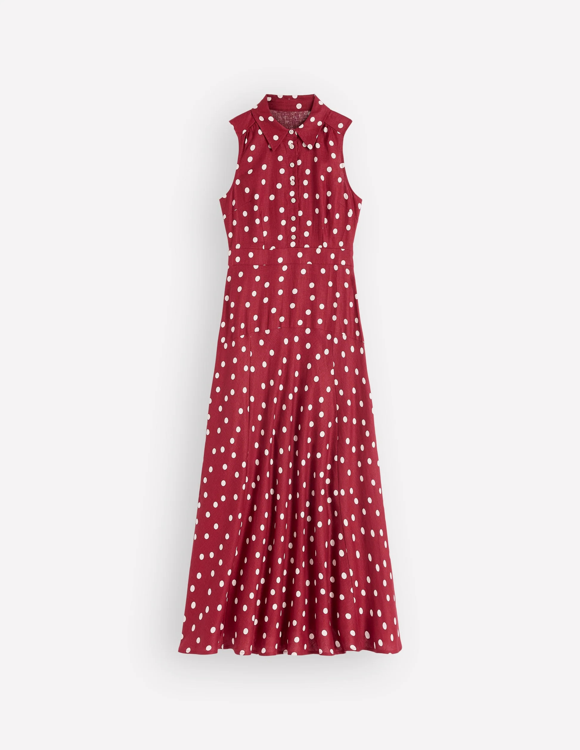 Erma Drop Waist Linen Dress-Red Painted Dot Spaced | Boden (US)