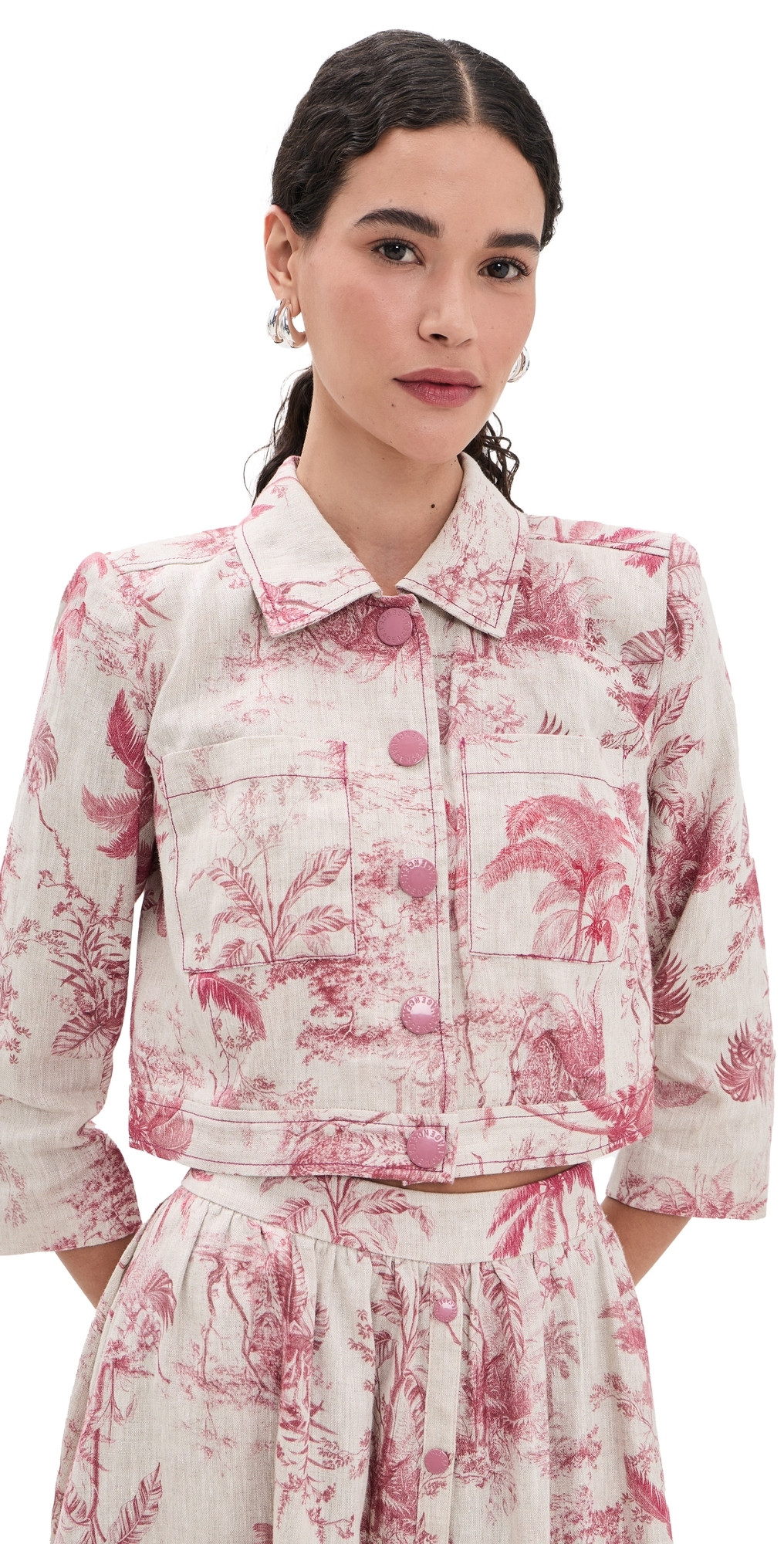 L'AGENCE Eda 3/4 Sleeve Crop Jacket Tan Multi Textured Jungle Toil L | Shopbop