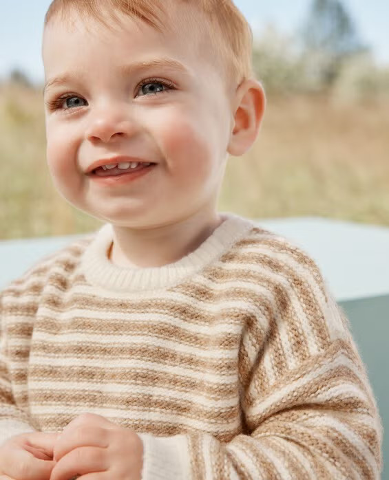 Girls' Brown Melange Stripe Pullover Sweater - Size Baby 0-3 mos by Hanna Andersson | Hanna Andersson
