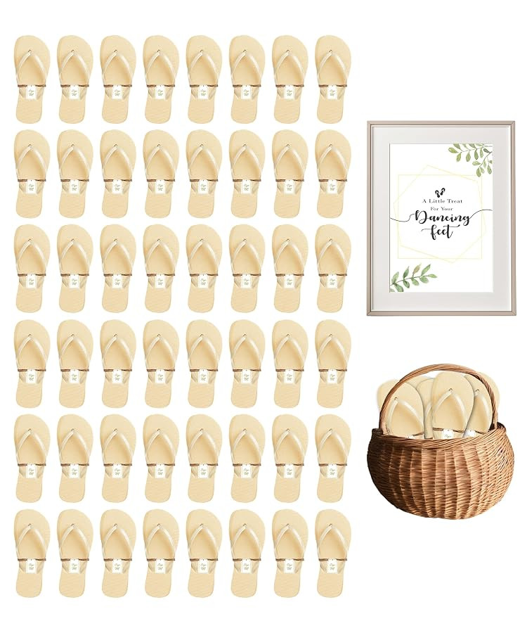 Bulk Flip Flops for Weddings | 48 Pairs | Reception Guest Slippers | Women Men Beach Pool Wholesa... | Amazon (US)