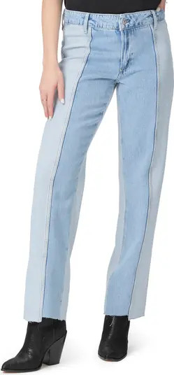 PAIGE Noella Two-Tone High Waist Relaxed Straight Leg Jeans | Nordstromrack | Nordstrom Rack
