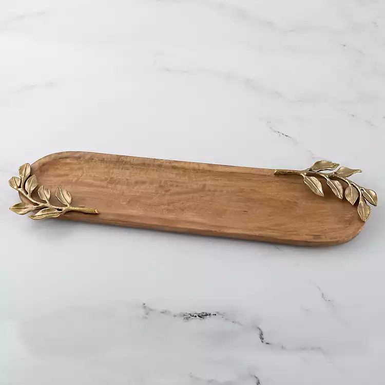 Gold Leaf Wood Serving Platter | Kirkland's Home