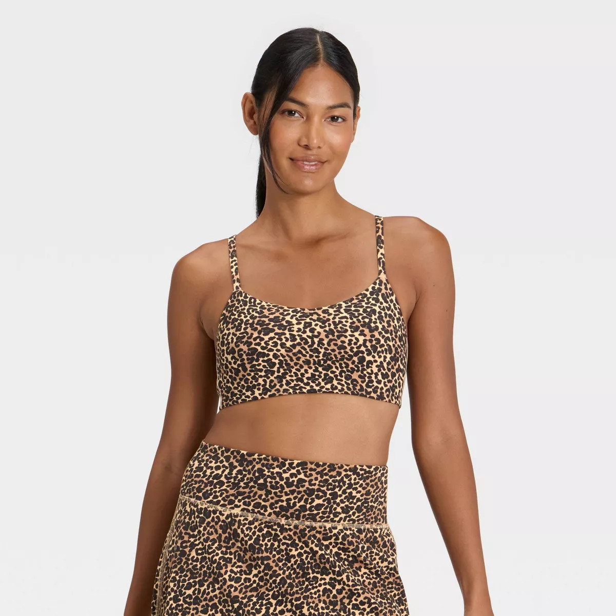 Women's Everyday Soft Light Support Strappy Sports Bra - All In Motion™ Animal Print S | Target