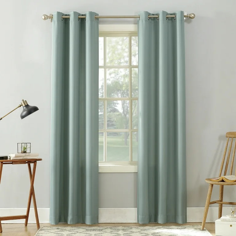 No. 918 Sora Casual Textured Semi-Sheer Grommet Curtain Panel, 40"x84", Aqua | Walmart (US)