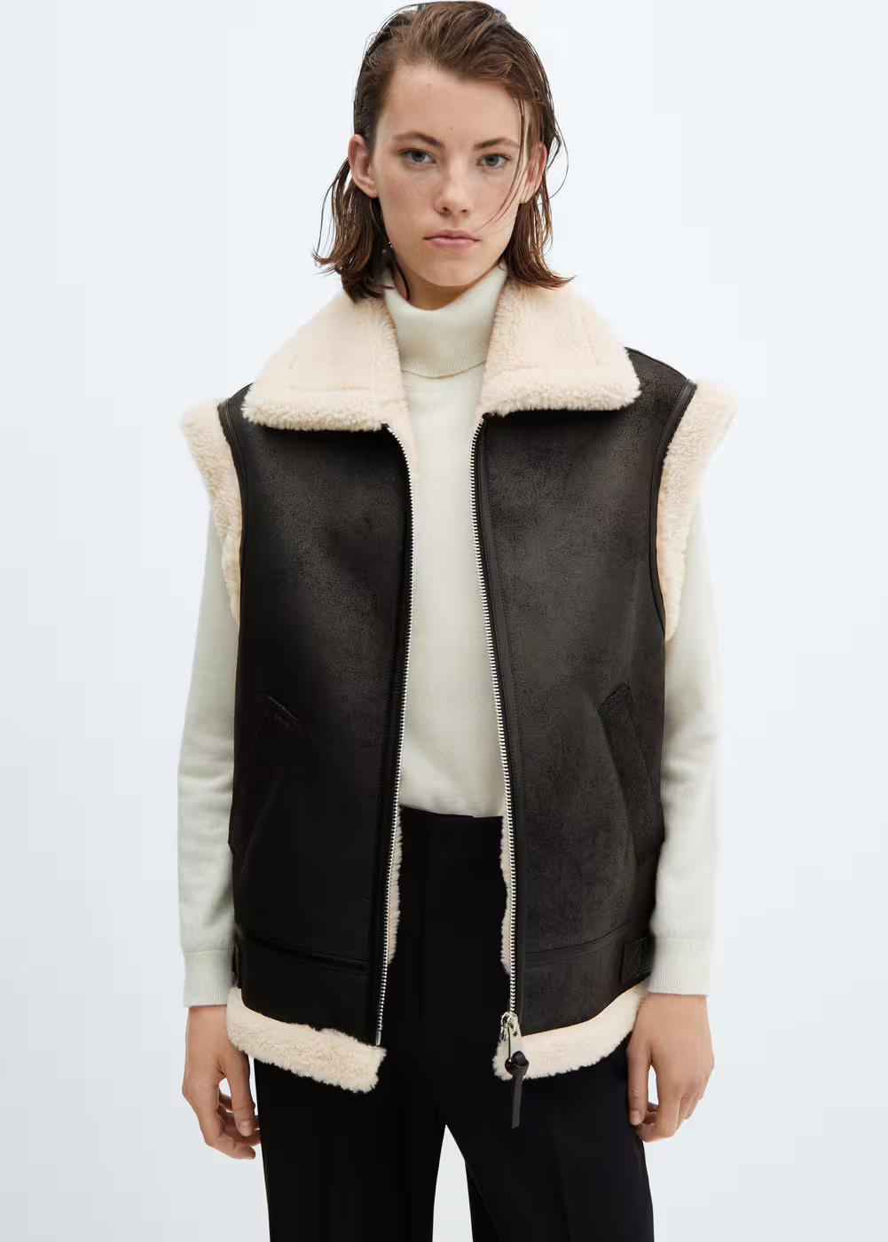 Double-face leather-effect vest -  Women | Mango USA | MANGO (US)