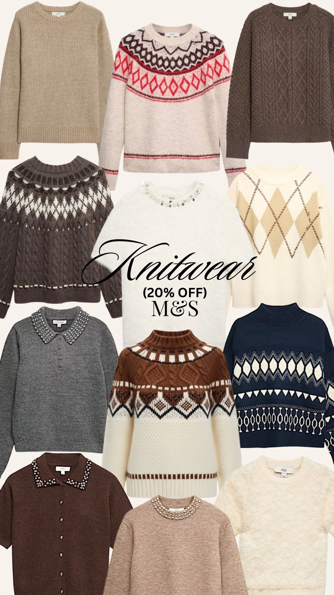 M&S is offering up to 20% OFF on knitwear & coats. Shop the most-wanted styles before they sell out 🍂

[ winter knitwear sale, M&S knitwear, Marks and Spencer coats, 20% off knitwear, winter wardrobe essentials, cozy winter outfits, knit sweaters women, cable knit sweater, fair isle sweater, best sweaters for women, fall winter staples, winter outfit ideas, everydayforstyling ]

#knitwearedit, #winterwardrobestaples, #sweaterweatherlooks, #neutralwinterstyle, #cozychicoutfits, #winterlayersguide, #classicwinterfashion, #everydayforstyling 

#LTKHoliday #LTKSaleAlert #LTKCyberWeek