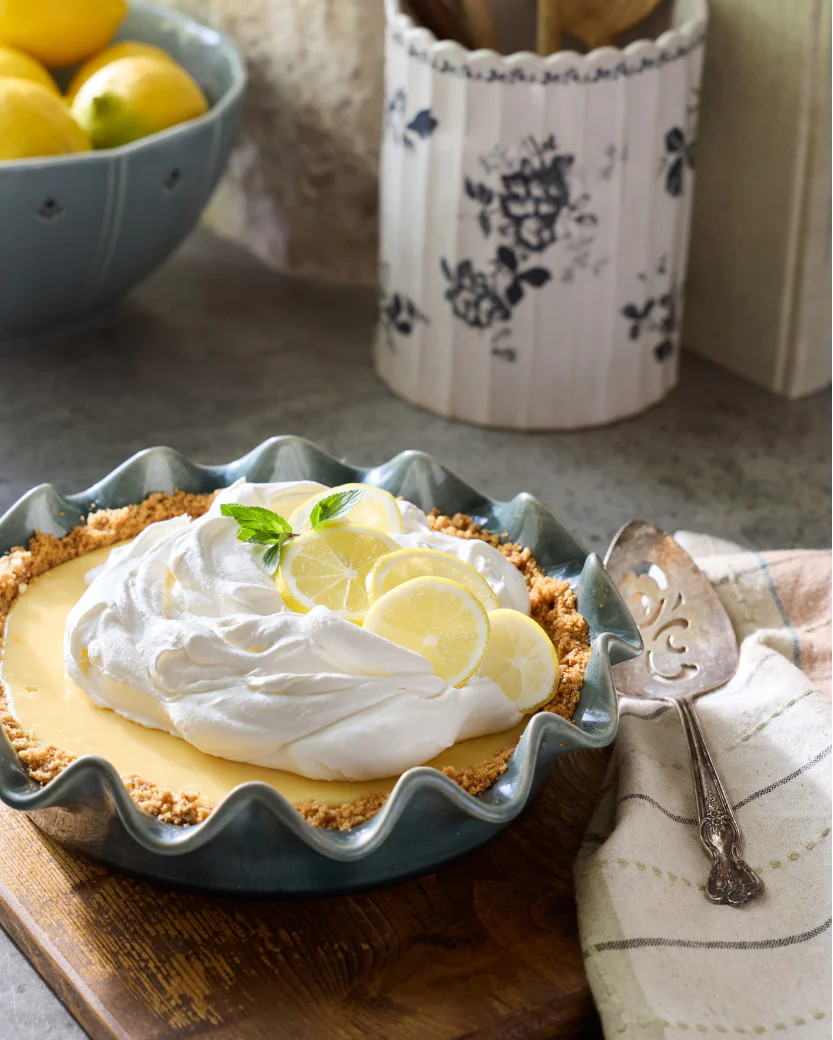 Vintage Blue Scalloped Pie Dish | Magnolia