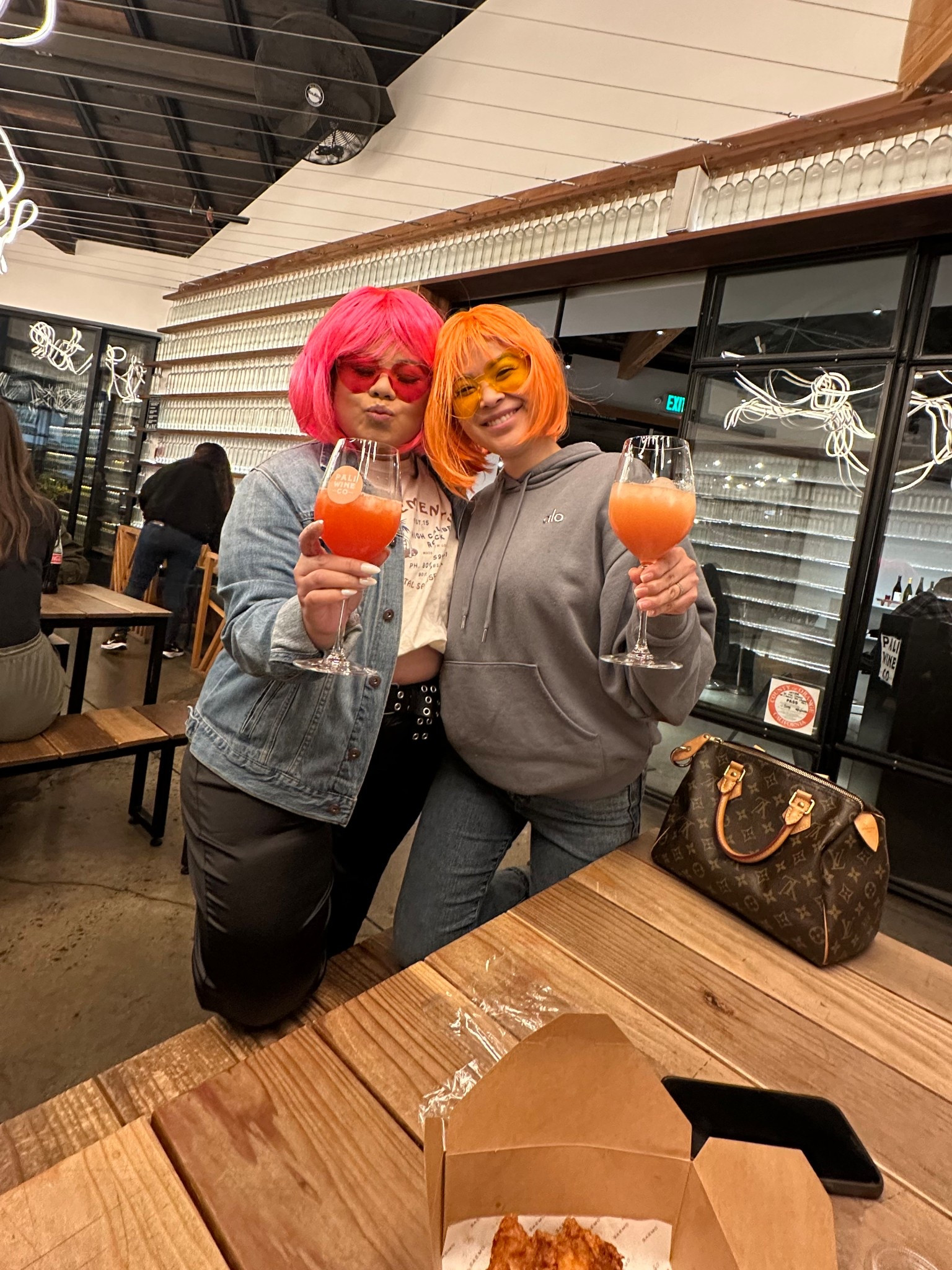 I love a crazy wig & wine night 🧡🩷 Wearing Alo & Good American denim, LV Speedy 25

#LTKSummerEdit #LTKPetite #LTKParties