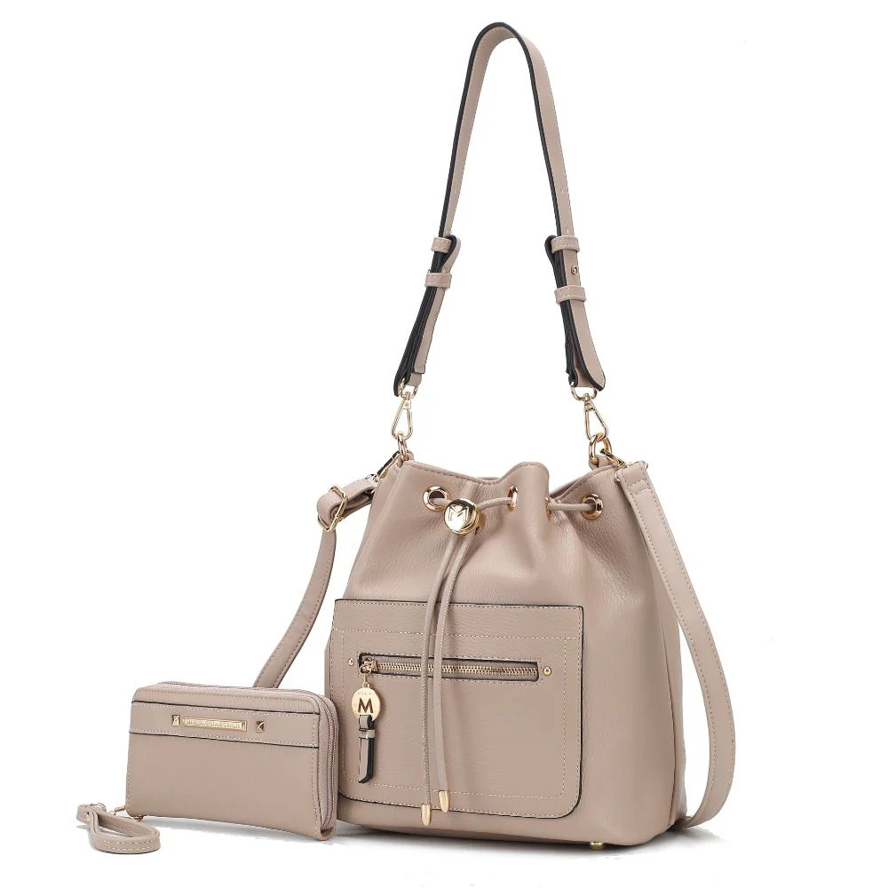 Larissa Vegan Leather Women's Bucket Bag with Wallet- 2 pieces | Shop Simon